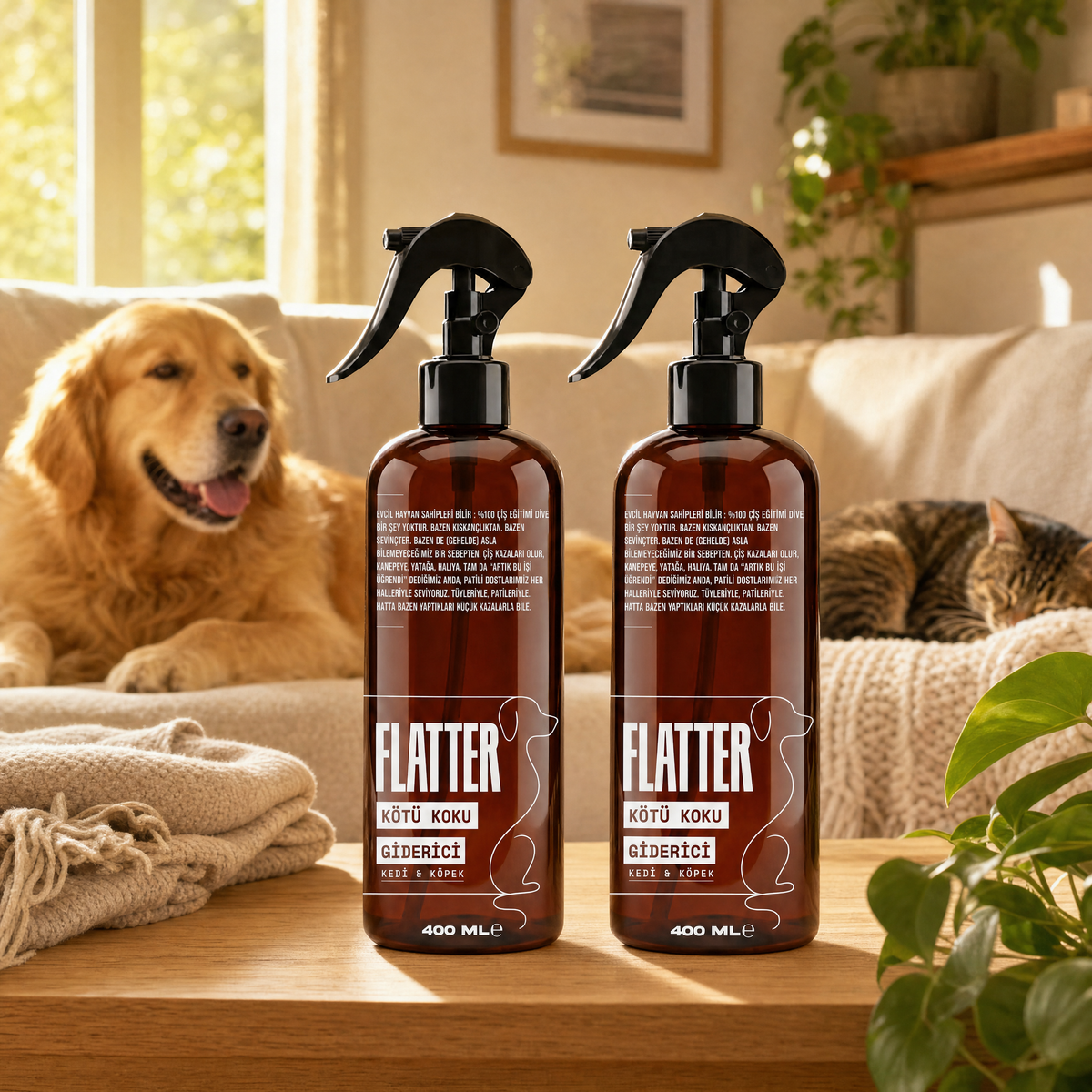 Kedi & Köpek Kaynaklı Kötü Koku Giderici - İkili Paket (2 x 400ml)
